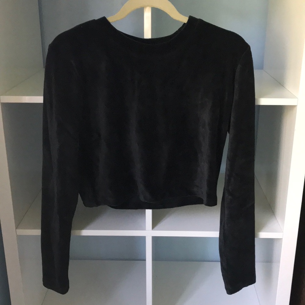 NWT black corduroy crop top
